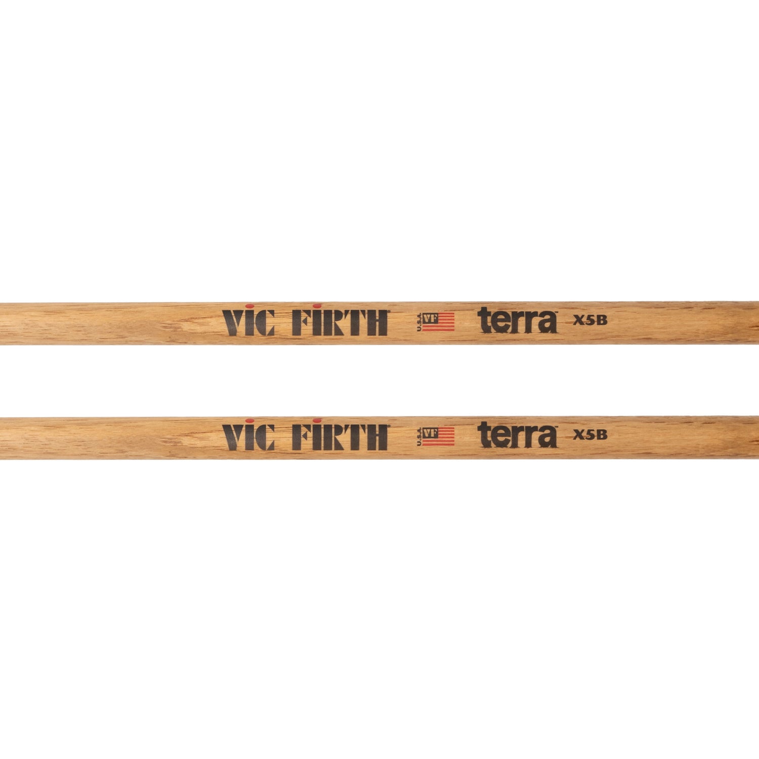 American Classic® X5BT Terra Series Drumsticks, Wood Tip logo and text detail.